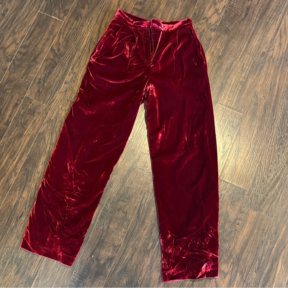 Red Velvet Reformation Wide Leg Trousers